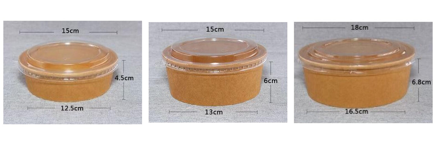 500ml, 750ml and 1300ml kraft paper bowls for takeaway food