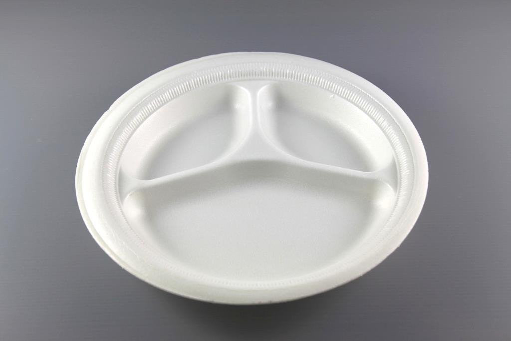 10" 3 COMPARTMENT FOAM PLATE