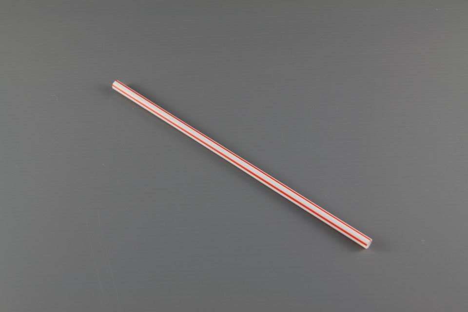 8" Straight Straw - Red & White