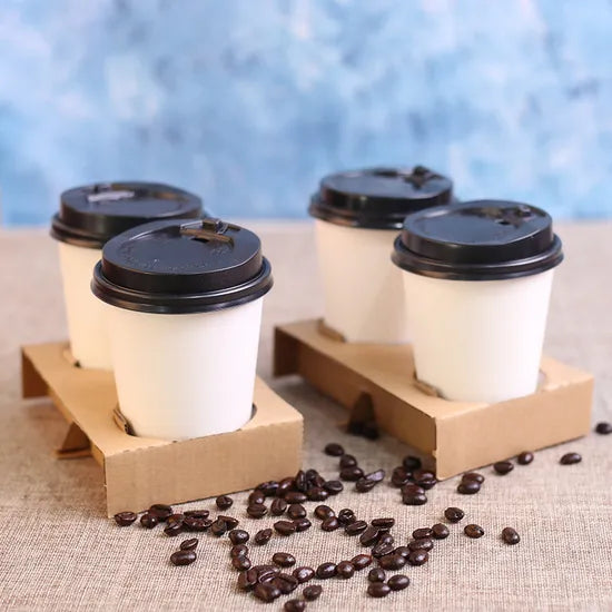2 Cup Cardboard Tray holding takeaway coffee cups