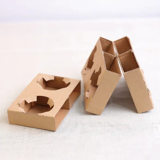 2 Cup Cardboard Tray fold-flat kraft coffee cup carrier