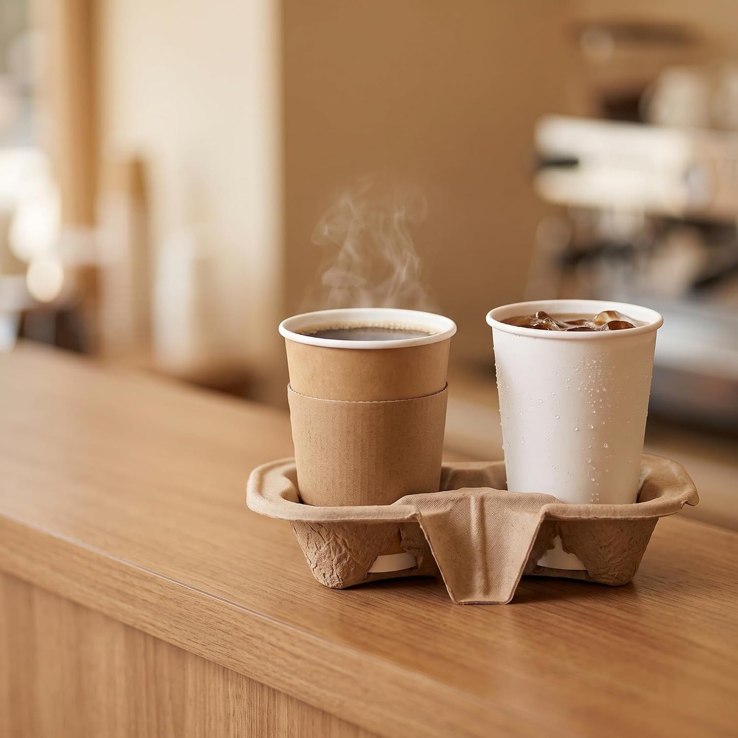 Molded pulp 2 Cup Fiber Tray for café takeaway service