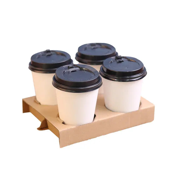 4 Cup Cardboard Tray holding four takeaway coffee cups