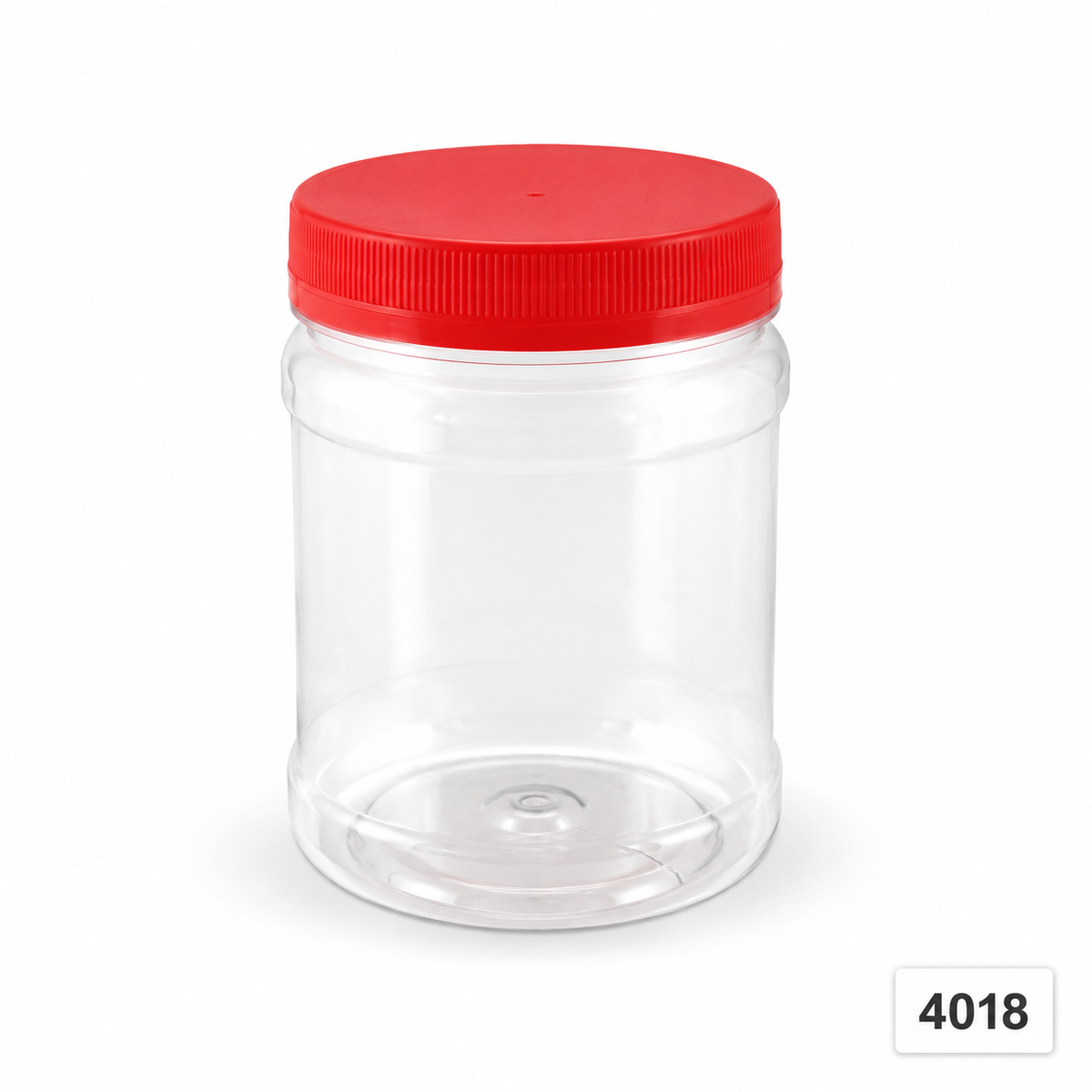 4018 clear CNY snack container with red lid, 115 mm diameter × 165 mm high