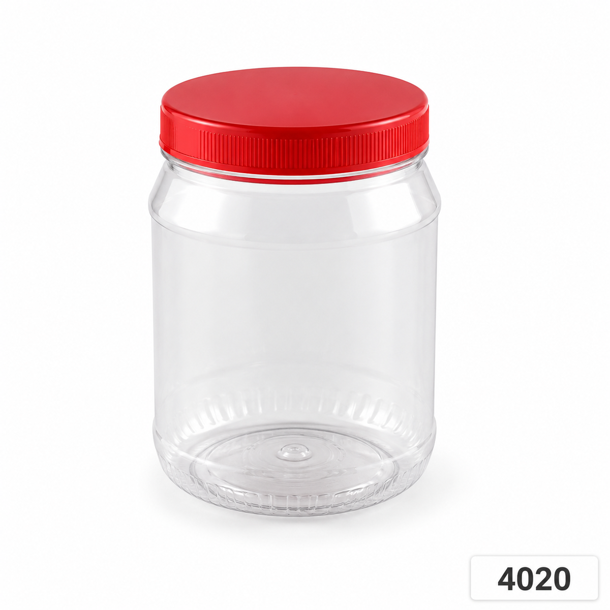 4020 clear CNY snack container with red lid, 120 mm diameter × 160 mm high