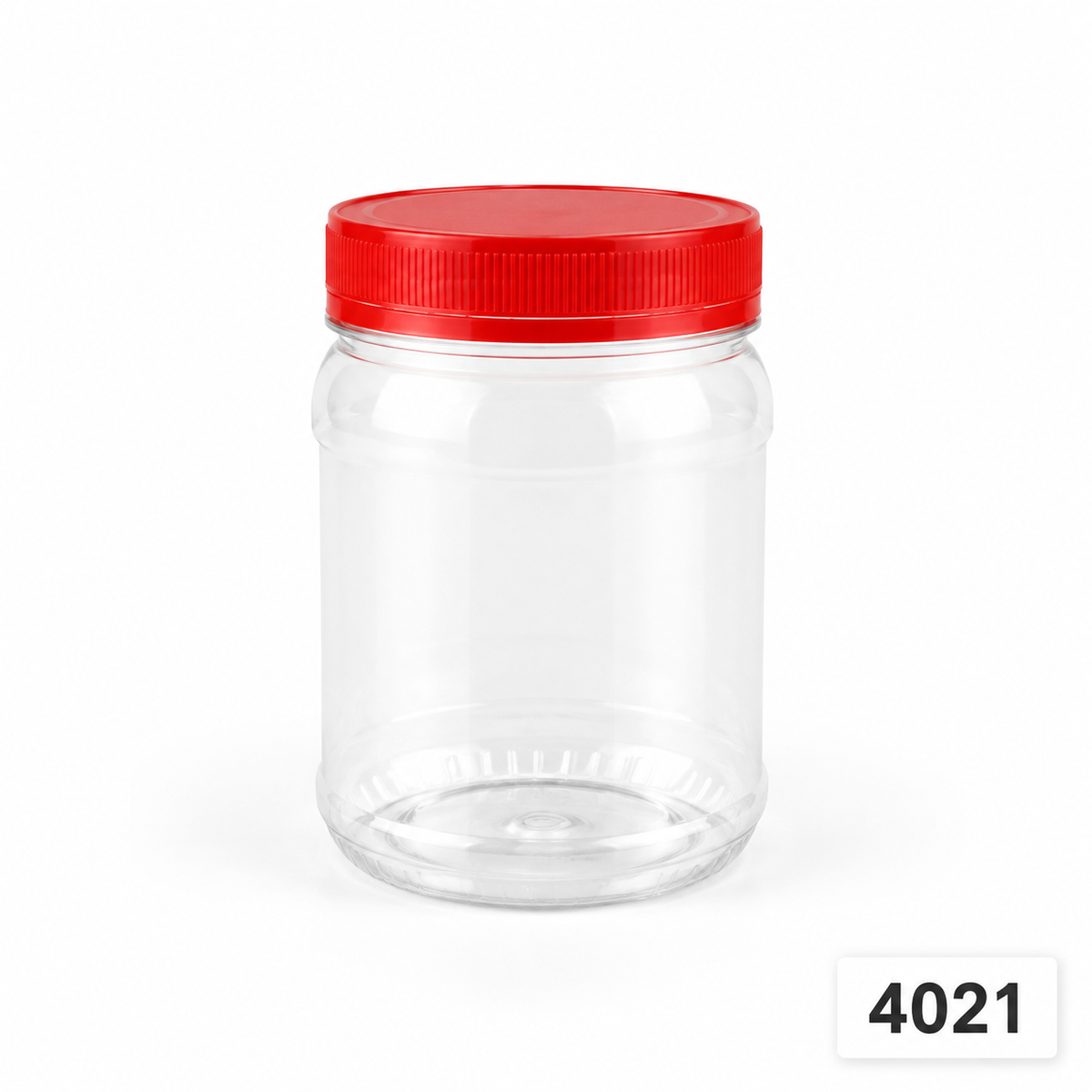 4021 clear CNY snack container with red lid, 110 mm diameter × 160 mm high