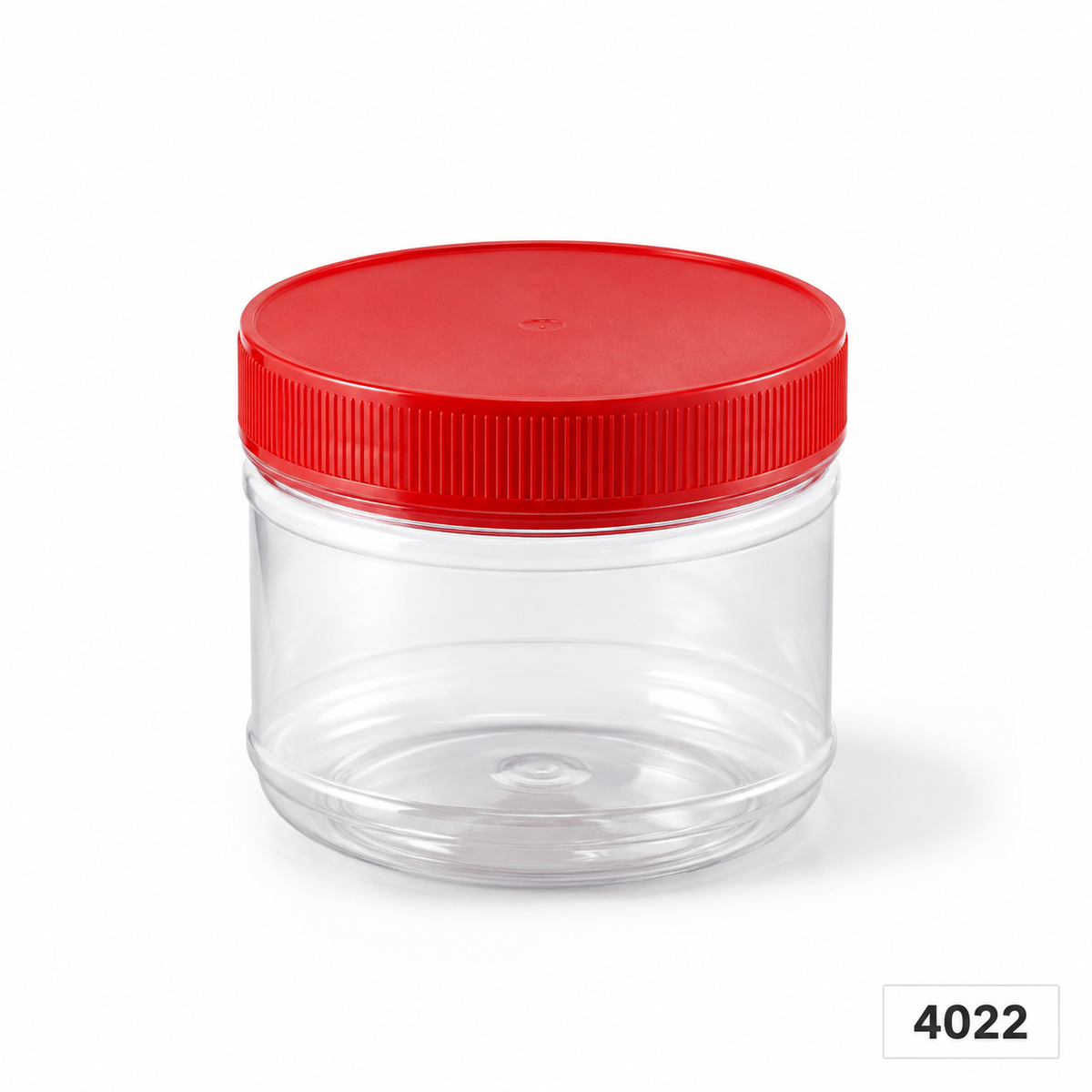4022 clear CNY snack container with red lid, 115 mm diameter × 95 mm high