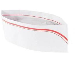 White disposable chef hat with red line
