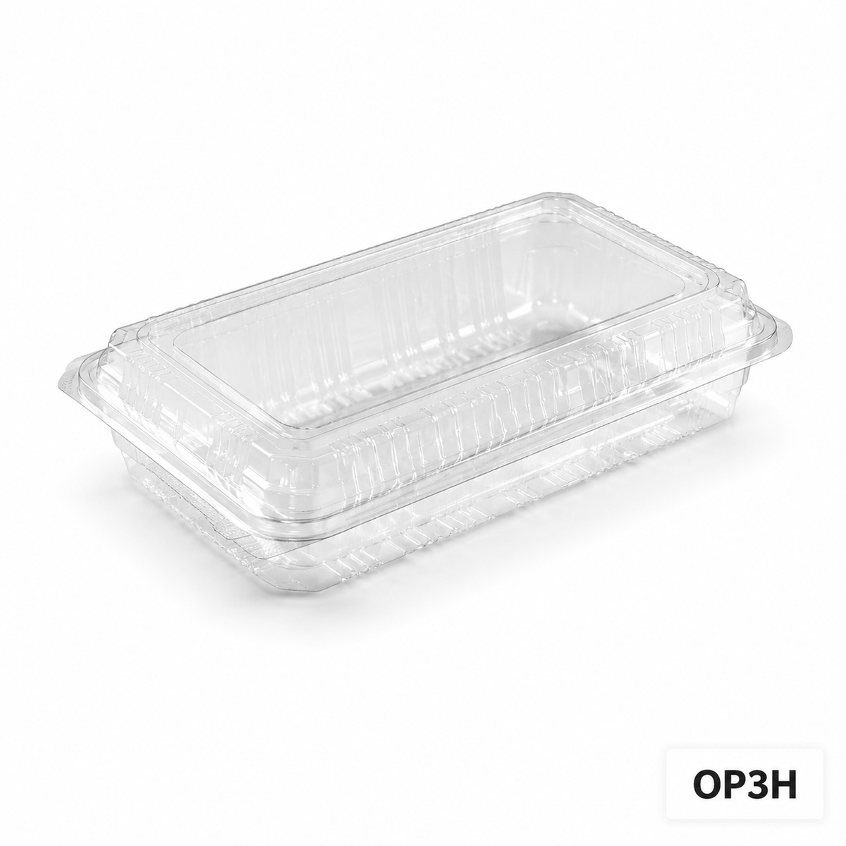 OP3H clear OPS hinged food box without lock, 196 × 125 × 40 mm