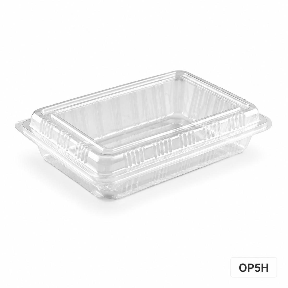 OP5H clear OPS hinged food box without lock, 200 × 140 × 48 mm