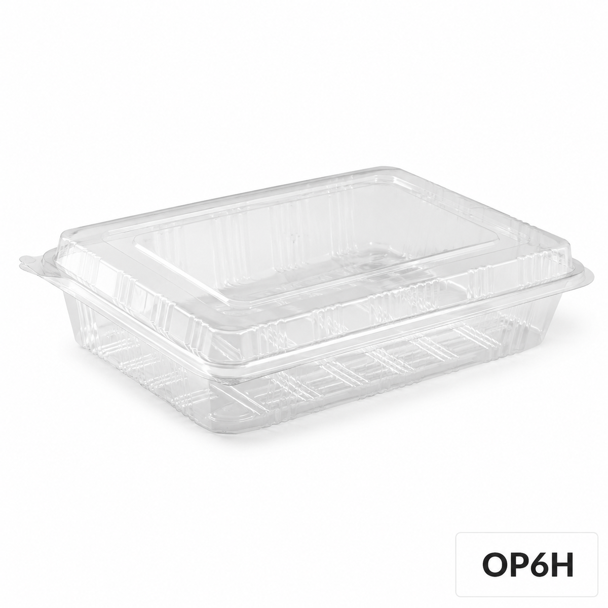 OP6H clear OPS hinged food box without lock, 212 × 150 × 48 mm