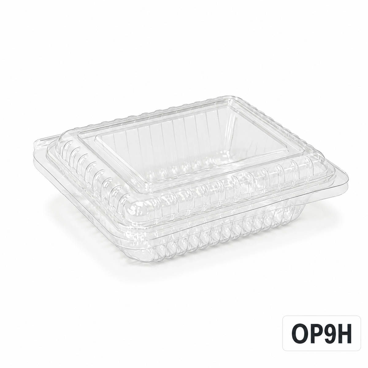 OP9H clear OPS hinged food box without lock, 120 × 100 × 33 mm
