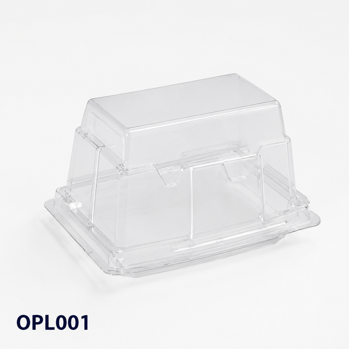 OPL001 clear OPS lock-hinged rectangular mousse cake box, 100 × 55 × 85 mm