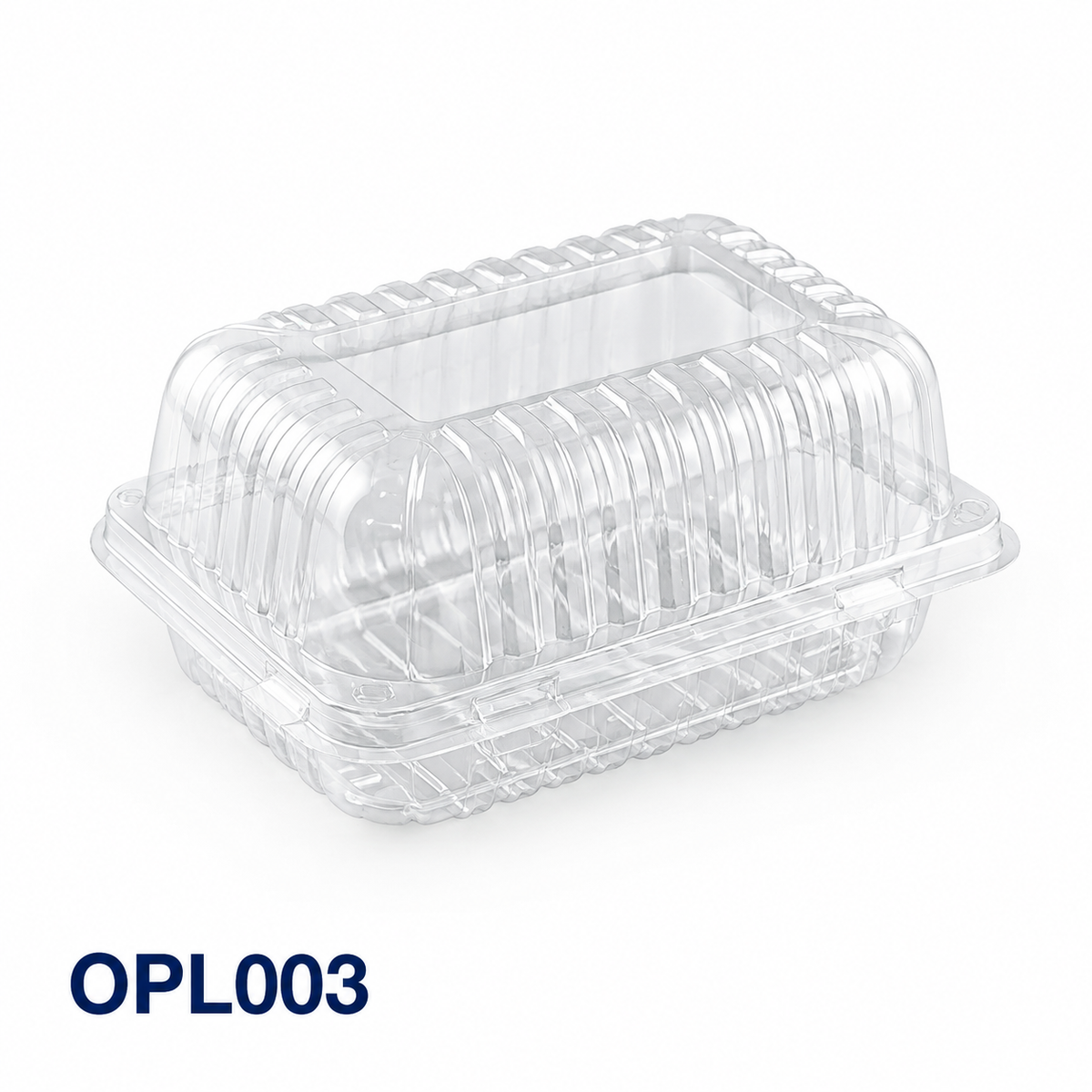 OPL003 clear OPS lock-hinged oblong dessert box, 135 × 85 × 80 mm