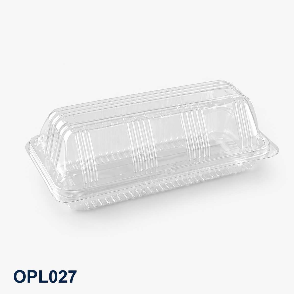 OPL027 clear OPS hotdog box, 165 × 75 × 50 mm