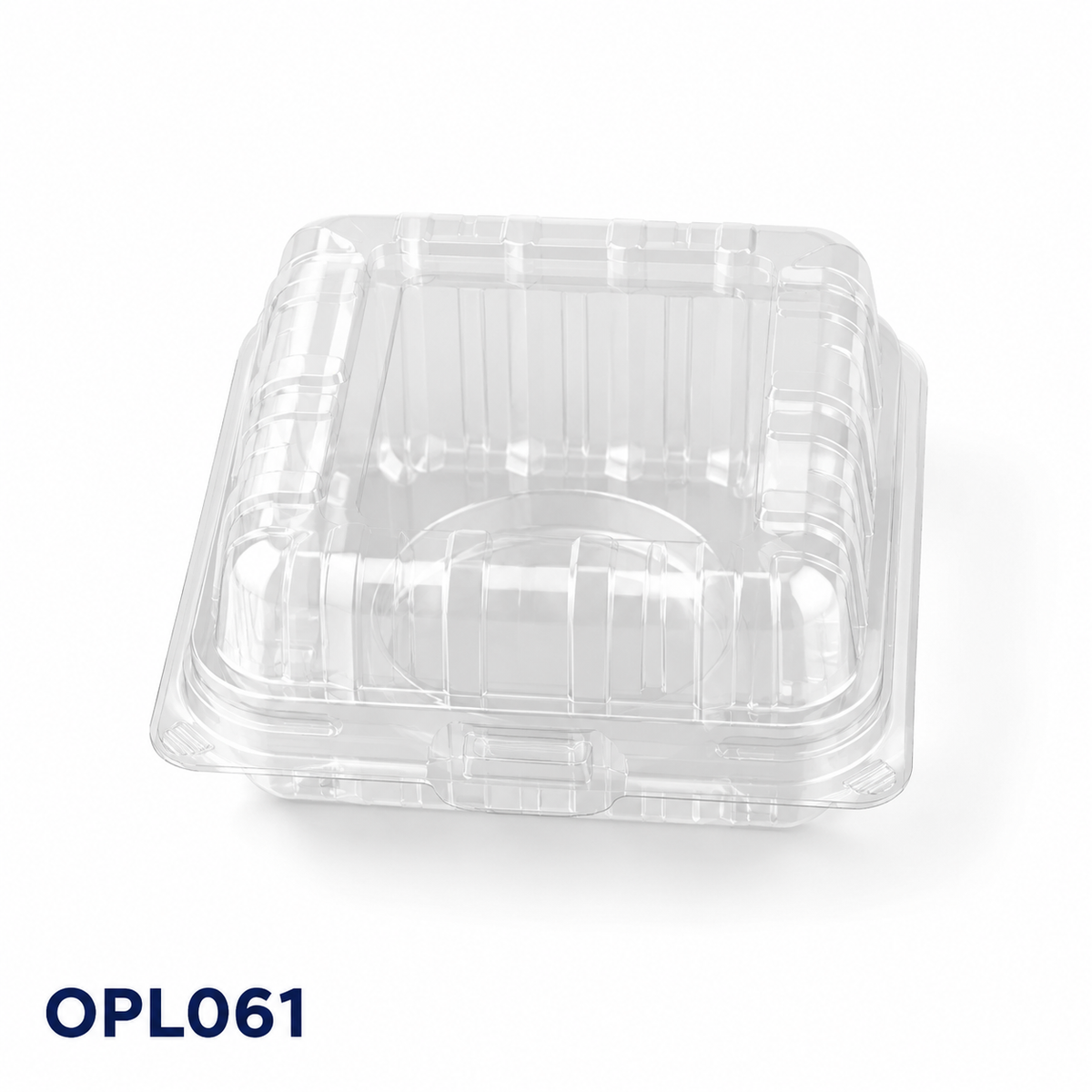 OPL061 single-cavity clear OPS lock-hinged egg tart box, 80 × 80 × 40 mm