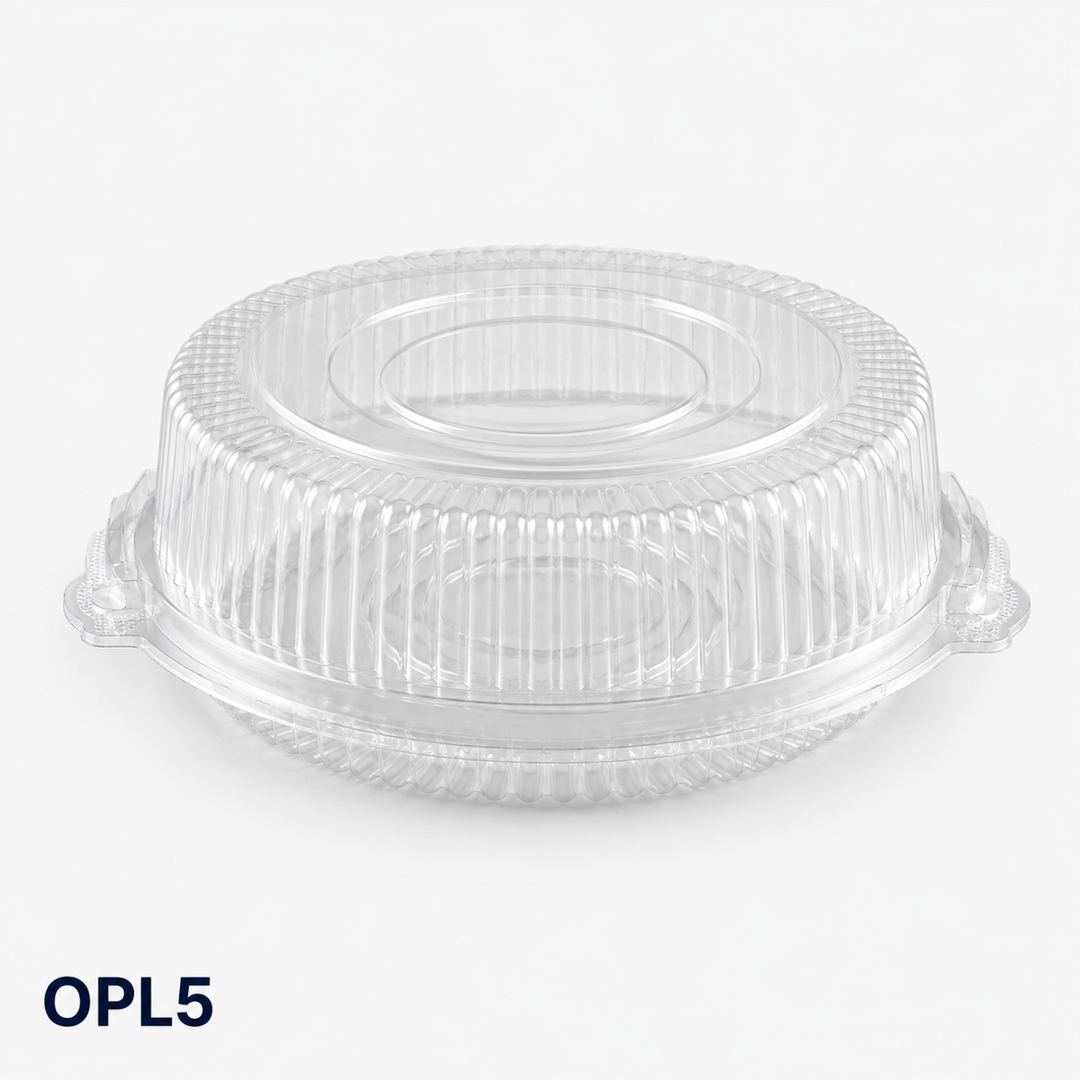 OPL5 round clear OPS lock-hinged cake box, 220 mm diameter × 70 mm high