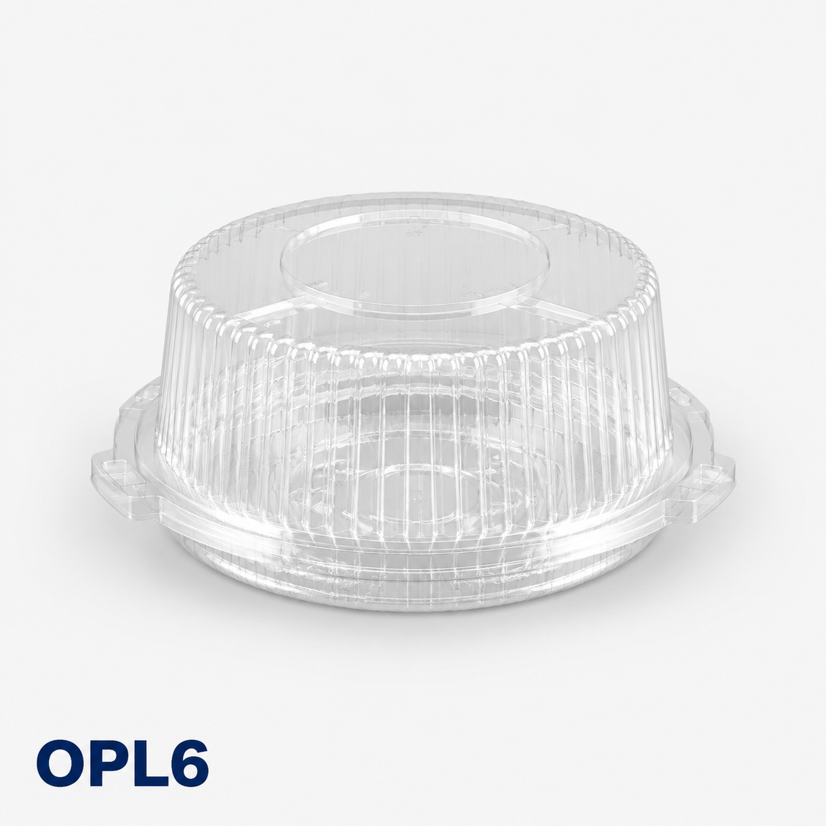 OPL6 round clear OPS lock-hinged cake box, 160 mm diameter × 67 mm high