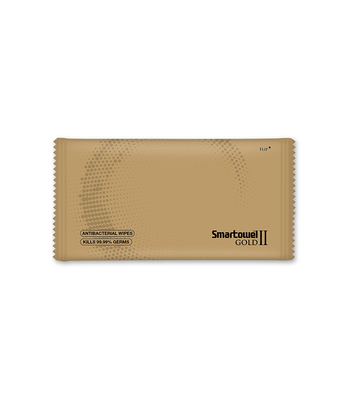 Smartowel II Gold individually packed flat wet towel