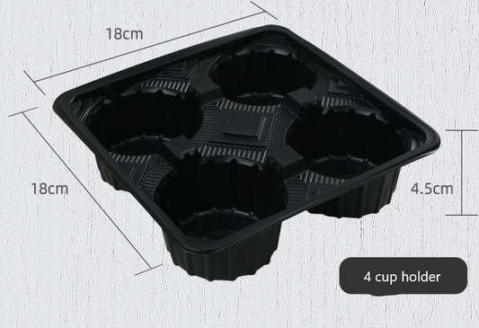 2 Cup, 4 cup holder plastic tray