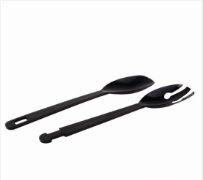 9.5" SERVING FORK AND SPOON (BLACK)
